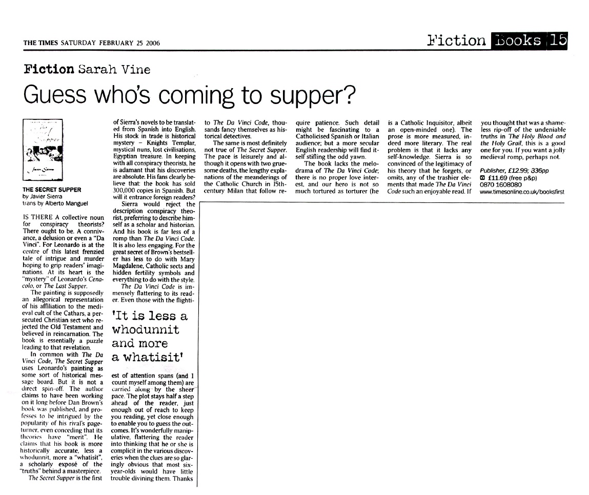 20060225 THE TIMES Guess Who's coming to supper [EEUU]