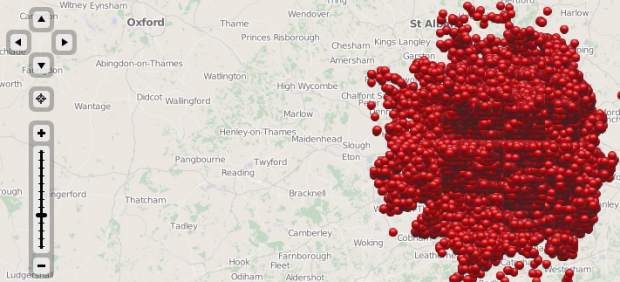 Mapa de bombardeos Nazis en Londres